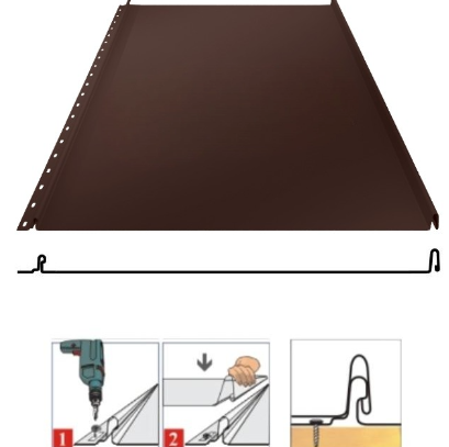 Фальцевая панель Grand Line Кликфальц 542/510мм Satin matt TX 0.5мм RAL 8017 (коричневый)