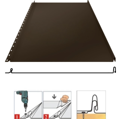 Фальцевая панель Grand Line Кликфальц 542/510мм Satin matt TX 0.5мм RR 32 (коричневый)