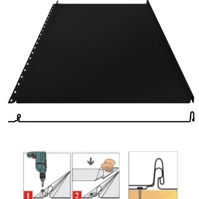 Фальцевая панель Grand Line Кликфальц 542/510мм Satin 0.5мм RAL 9005 (черный)