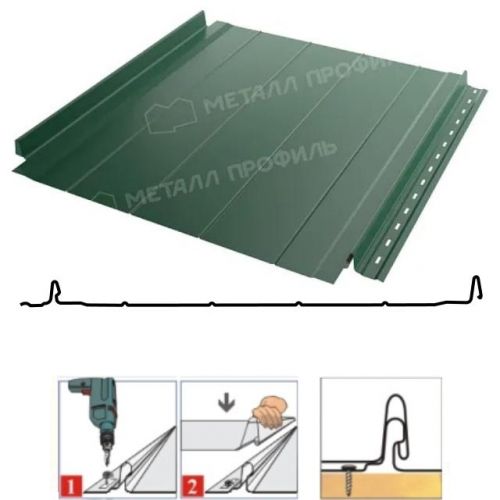 Фальцевая панель Металл Профиль Fastclick-H 531/485мм Viking E 0.5мм RAL 6005 (зеленый)