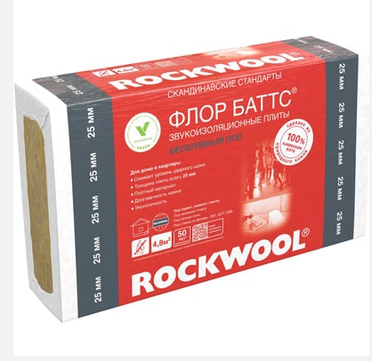 Утеплитель RockWool Флoр Баттс И 1000х600х50 (2,40м2, 0,12м3)