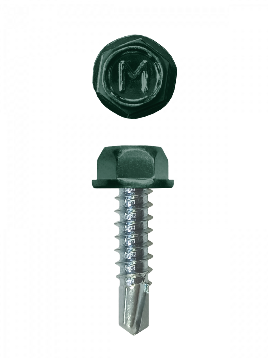 Саморез для забора по металлу Daxmer 4,8х19 без шайбы св.№2 (500шт) RAL 6005