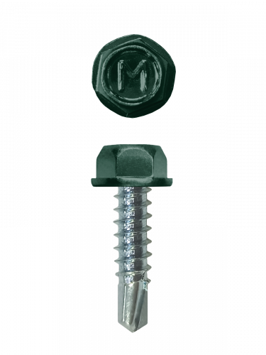Саморез для забора по металлу Daxmer 4,8х19 без шайбы св.№2 (500шт) RAL 6005