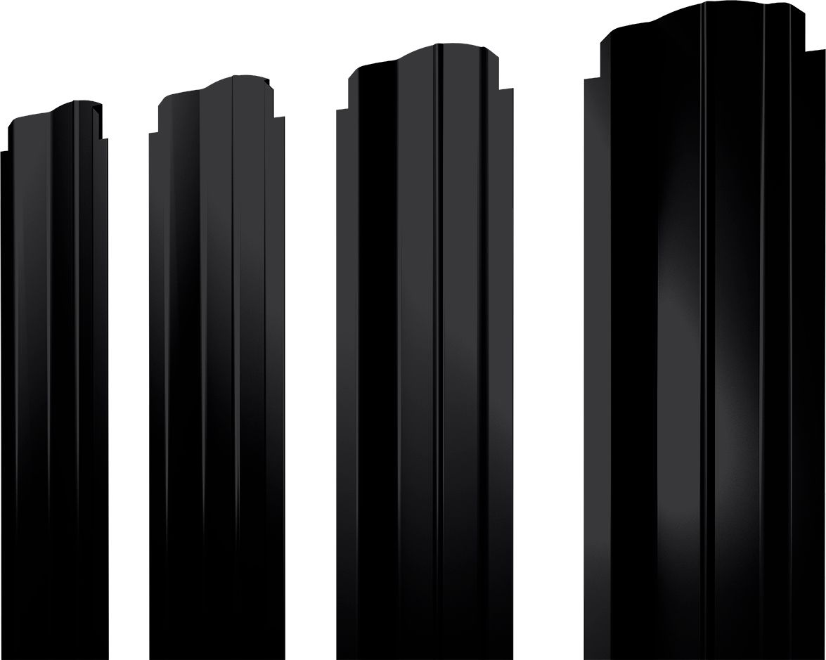 Штакетник П-образный B фигурный Grand Line 0,5 Сатин матовый ТХ RAL 9005 черный