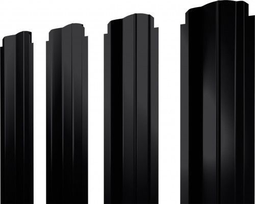 Штакетник П-образный B фигурный Grand Line 0,5 Drap ТХ RAL 9005 черный