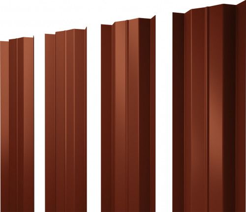 Штакетник М-образный B с прямым резом Grand Line 0,45 Drap ТХ RAL 8004 терракота
