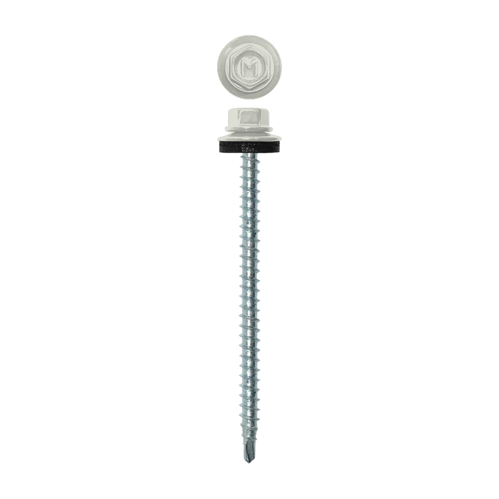 Саморез кровельный Daxmer 4,8х70 (100шт) сверло №1 RAL 9002