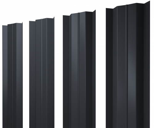 Штакетник М-образный B с прямым резом Grand Line 0,45 ПЭ двухсторонний RAL 7024 мокрый асфальт
