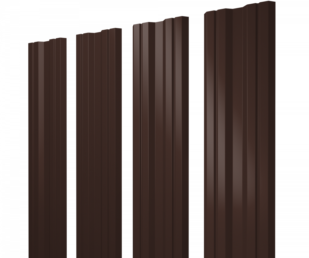 Штакетник Твин с прямым резом Grand Line 0,5 Drap ТХ RAL 8017 шоколад