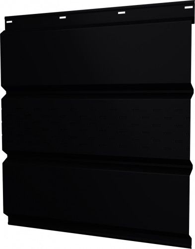 Софит металлический Классик в01 Grand Line центральная перфорация 0,45 Drap с пленкой RAL 9005 черный
