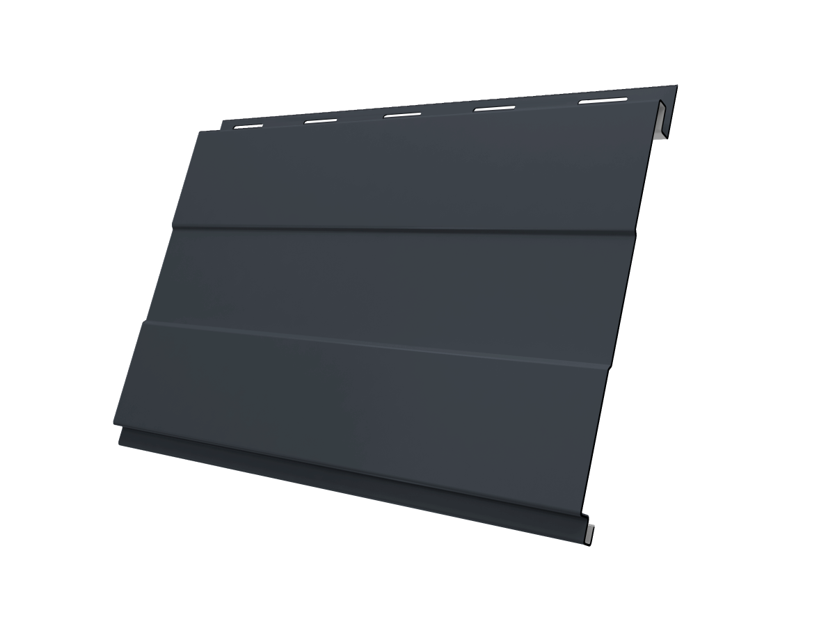 Софит металлический Вертикаль проф Grand Line 0,5 Rooftop Бархат с пленкой RAL 7024 мокрый асфальт