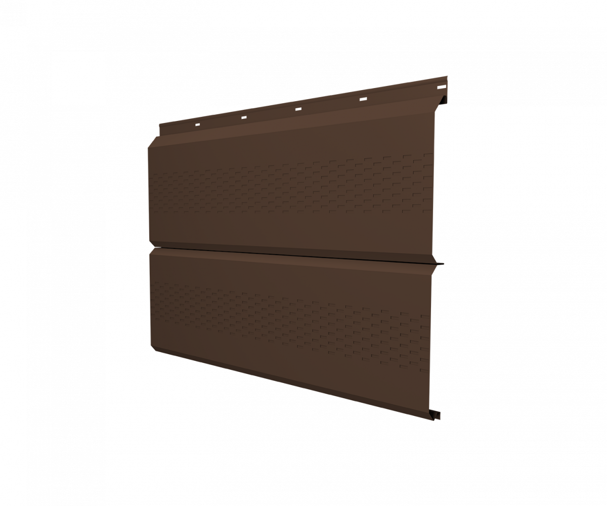 Софит металлический ЭкоБрус Grand Line с перфорацией 0,45 Drap ТХ RAL 8017 шоколад