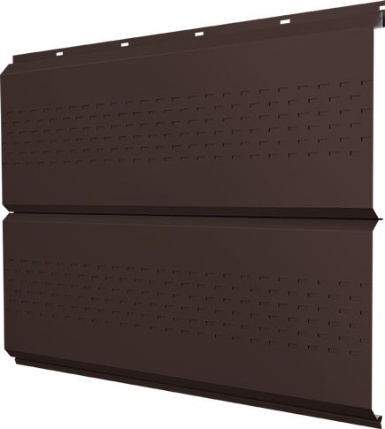 Софит металлический ЭкоБрус новый Grand Line c перфорацией 0,45 ПЭ с пленкой RAL 8017 шоколад