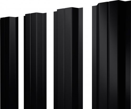 Штакетник П-образный A с прямым резом Grand Line 0,45 Drap RAL 9005 черный