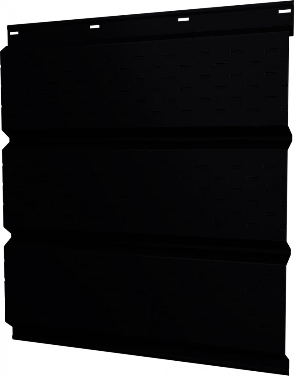 Софит металлический Классик в02 Grand Line полная перфорация 0,45 Drap с пленкой RAL 9005 черный