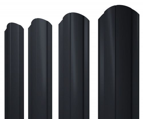 Штакетник Круглый фигурный Grand Line 0,5 ПЭ RAL 7024 мокрый асфальт
