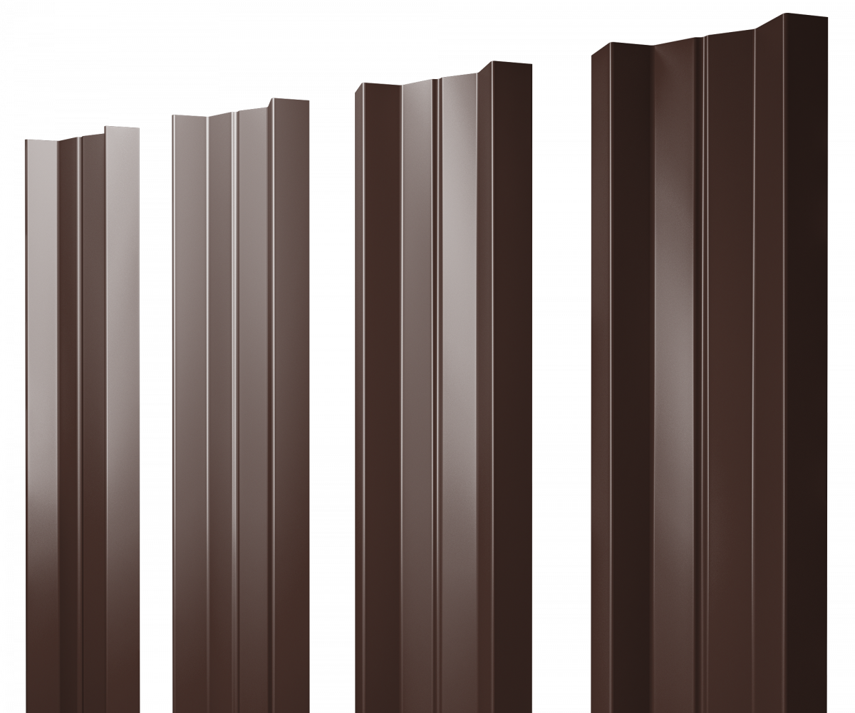 Штакетник М-образный A с прямым резом Grand Line 0,5 PurPro RAL 8017 шоколад