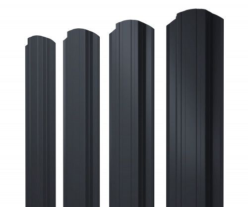 Штакетник Прямоугольный фигурный Grand Line 0,5 ПЭ RAL 7024 мокрый асфальт