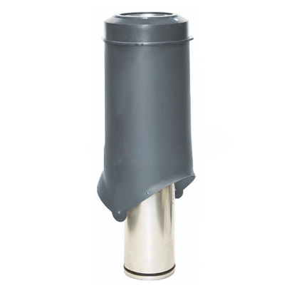 Выход вентиляции без колпака Krovent Pipe-VT 125 изолированный h=500, d=125/206мм Серый