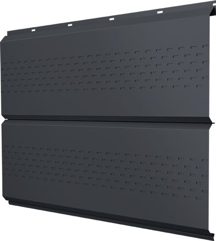 Софит металлический ЭкоБрус новый Grand Line c перфорацией 0,45 Drap TwinColor RAL 7024 мокрый асфальт