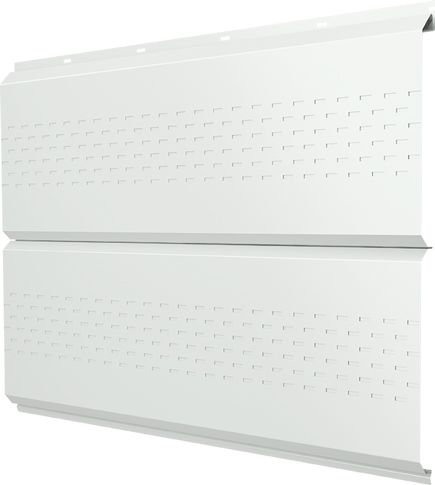 Софит металлический ЭкоБрус новый Grand Line c перфорацией 0,45 ПЭ с пленкой RAL 9003 сигнальный белый