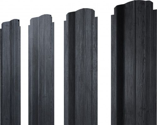Штакетник П-образный B фигурный Grand Line 0,45 Принт Премиум Серое дерево TwinColor