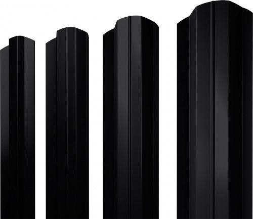 Штакетник М-образный B фигурный Grand Line 0,5 Drap ТХ RAL 9005 черный