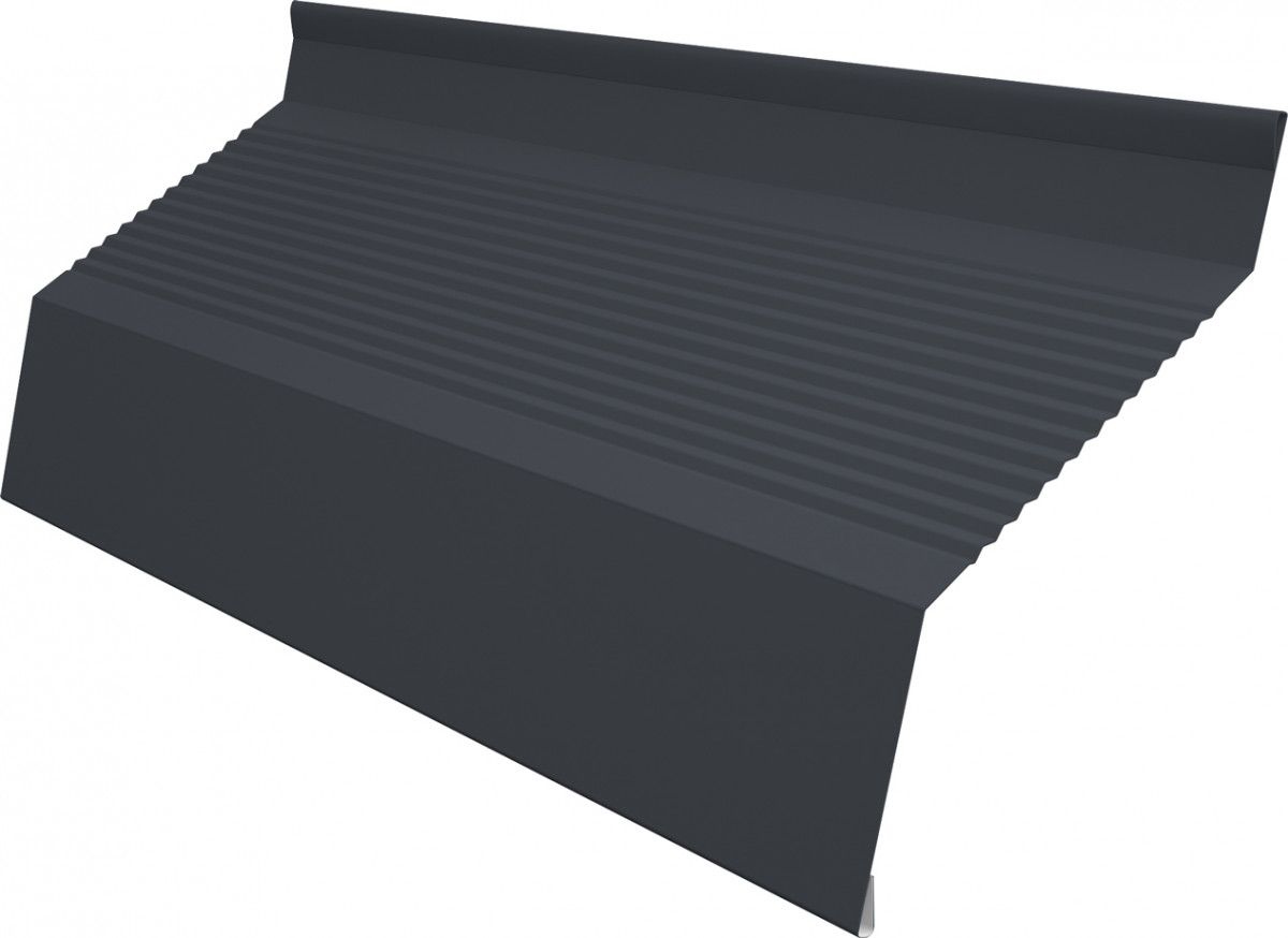 Ламель забора жалюзи Милан новый гофр Grand Line 0,5 Сатин матовый ТХ с пленкой RAL 7024 мокрый асфальт