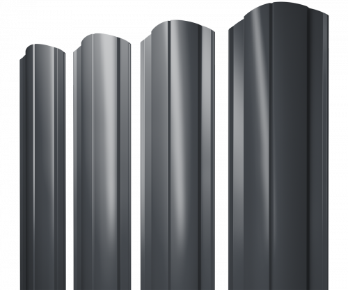 Штакетник Круглый фигурный Grand Line 0,5 Velur RAL 7024 мокрый асфальт