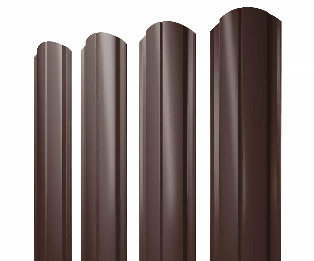 Штакетник Полукруглый Слим фигурный Grand Line 0,5 PurPro RAL 8017 шоколад