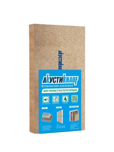 Утеплитель мягкие древесно-волокнистые плиты Knauf Акусти 1250x600x12 (0,75м2, 8 листов/упаковка,192 листа/паллета)