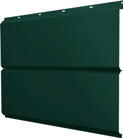 Софит металлический ЭкоБрус новый Grand Line без перфорации 0,45 Drap ТР с пленкой RAL 6005 зеленый мох