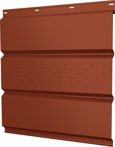 Софит металлический Классик в01 Grand Line центральная перфорация 0,45 Drap СТ с пленкой RAL 8004 терракота