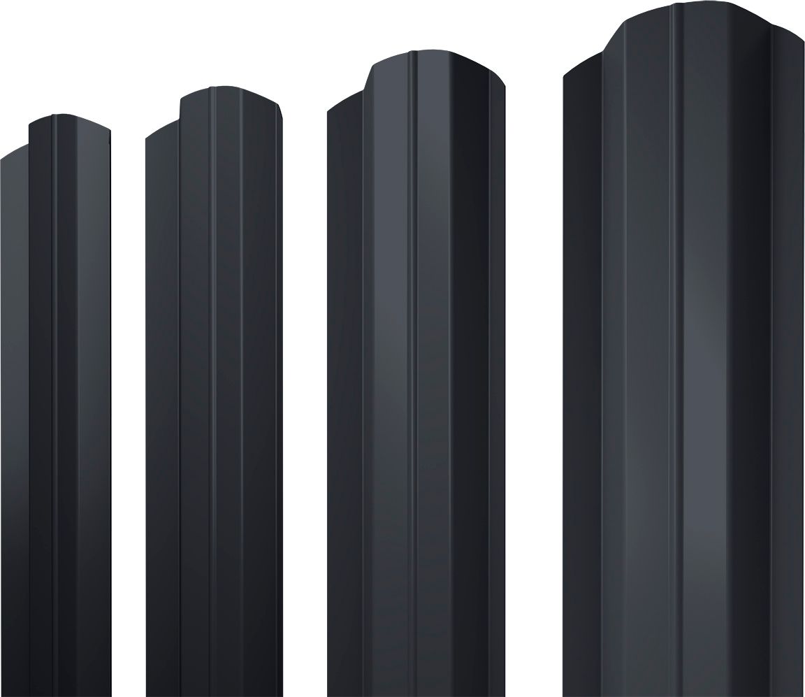 Штакетник М-образный B фигурный Grand Line 0,5 PurPro RAL 7024 мокрый асфальт