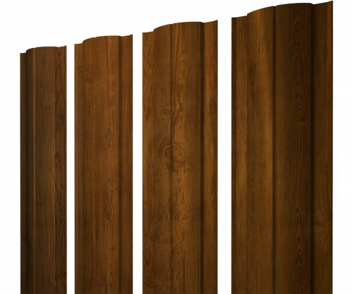 Штакетник Круглый с прямым резом Grand Line 0,45 Принт Элит двухсторонний Золотой дуб