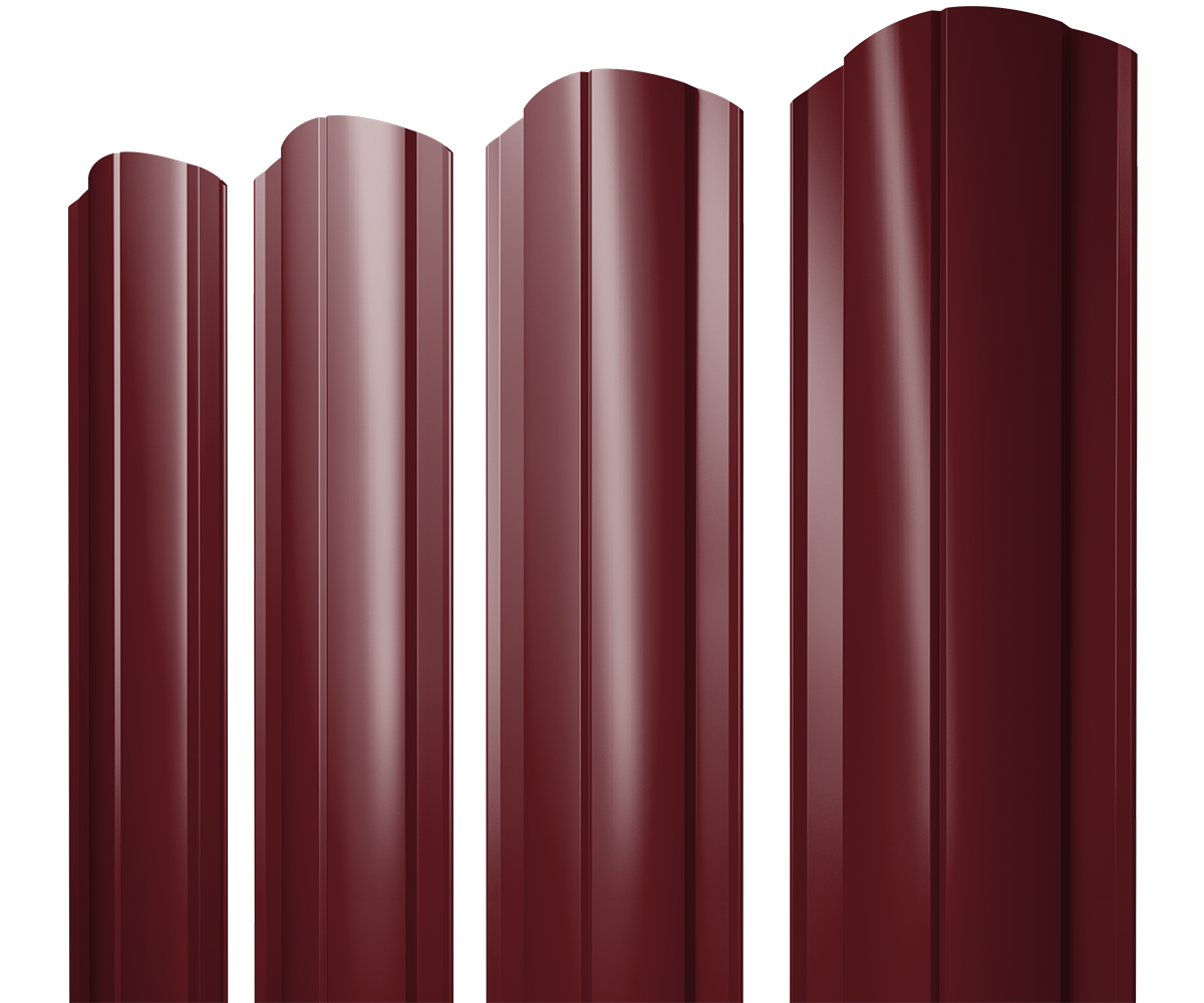 Штакетник Круглый фигурный Grand Line 0,45 ПЭ слим RAL 3005 красное вино