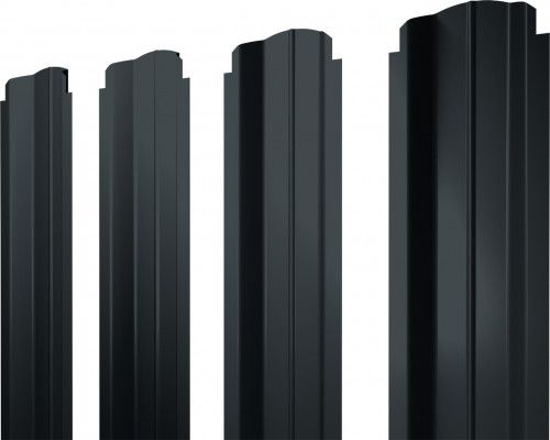 Штакетник П-образный B фигурный Grand Line 0,45 Drap RAL 7016 антрацитово-серый