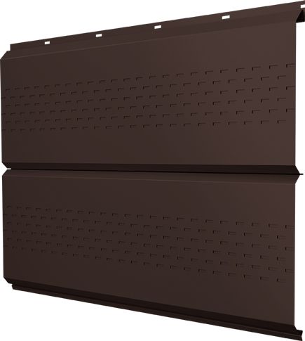 Софит металлический ЭкоБрус новый Grand Line c перфорацией 0,45 Drap TwinColor с пленкой RAL 8017 шоколад