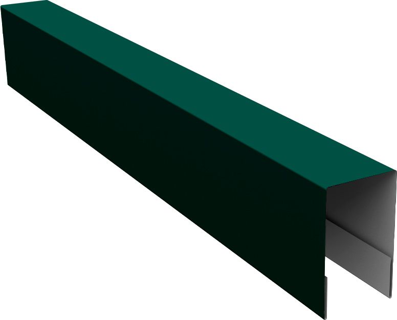 Планка боковая для забора из сайдинга Квадро Брус, Вертикаль Grand Line 0,45 ПЭ RAL 6005 зеленый мох (2,5м)