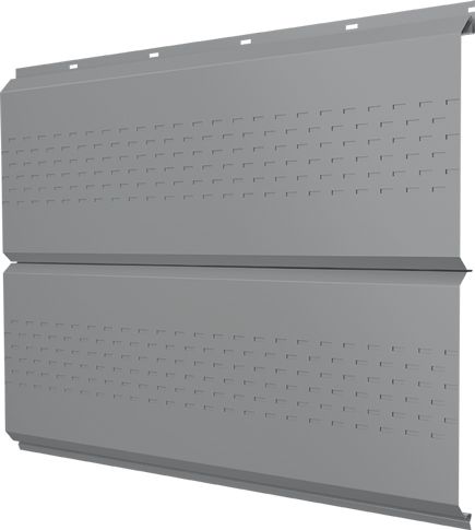 Софит металлический ЭкоБрус новый Grand Line c перфорацией 0,45 ПЭ с пленкой RAL 7004 сигнальный серый