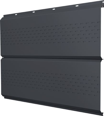 Софит металлический ЭкоБрус новый Grand Line c перфорацией 0,5 ПЭ с пленкой RAL 7024 мокрый асфальт
