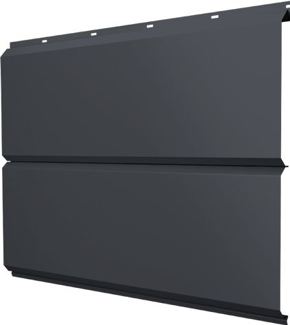 Софит металлический ЭкоБрус новый Grand Line без перфорации 0,45 Drap TwinColor RAL 7024 мокрый асфальт