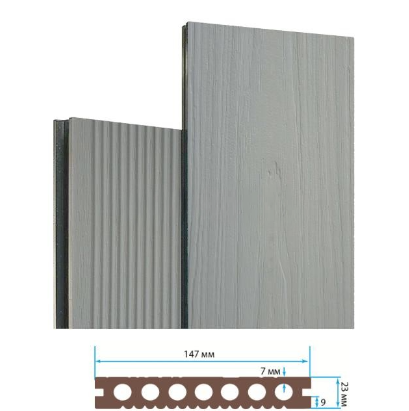 Террасная доска Террапол Практик пустотелая кантри 3D (под дерево) палуба (узкий вельвет) Кварц 147х 23мм