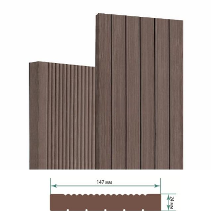 Террасная доска Террапол Классик полнотелая без паза патио (вельвет широкий) палуба (узкий вельвет) Тик Киото 147х 24мм