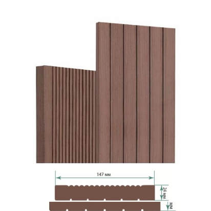 Террасная доска Террапол Классик полнотелая без паза патио (вельвет широкий) палуба (узкий вельвет) Орех Милано 147х 24мм