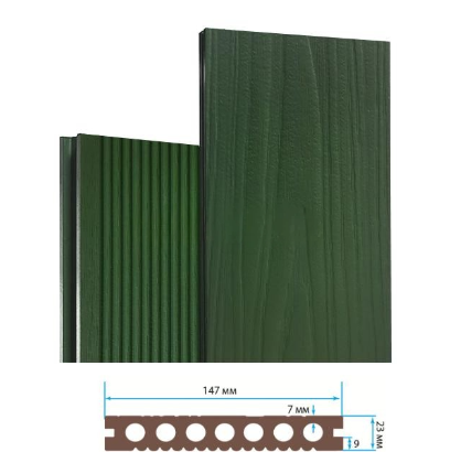 Террасная доска Террапол Практик пустотелая кантри 3D (под дерево) палуба (узкий вельвет) Зеленый Изумруд 147х 23мм