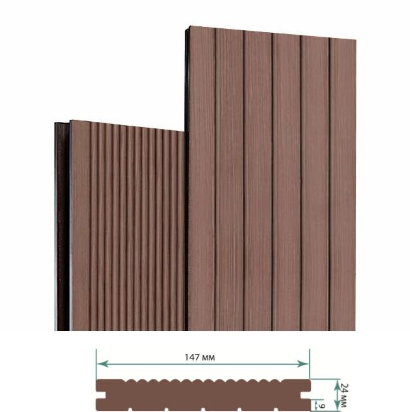 Террасная доска Террапол Классик полнотелая патио (вельвет широкий) палуба (узкий вельвет) Орех Милано 147х 24мм
