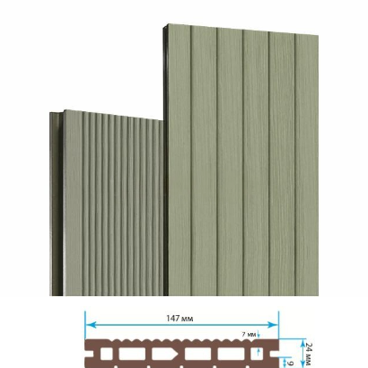 Террасная доска Террапол Классик пустотелая патио (вельвет широкий) палуба (узкий вельвет) Фисташка 147х 24мм