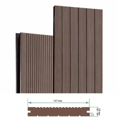 Террасная доска Террапол Классик полнотелая патио (вельвет широкий) палуба (узкий вельвет) Тик Киото 147х 24мм