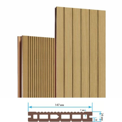 Террасная доска Террапол Классик пустотелая патио (вельвет широкий) палуба (узкий вельвет) Дуб Севилья 147х 24мм